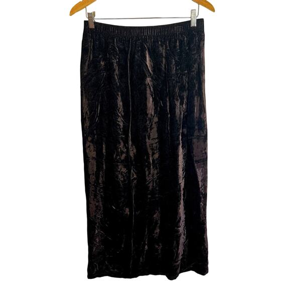 L – Crushed Velvet Maxi Skirt – Chocolate Brown (by Tisa) - Picture 1 of 6